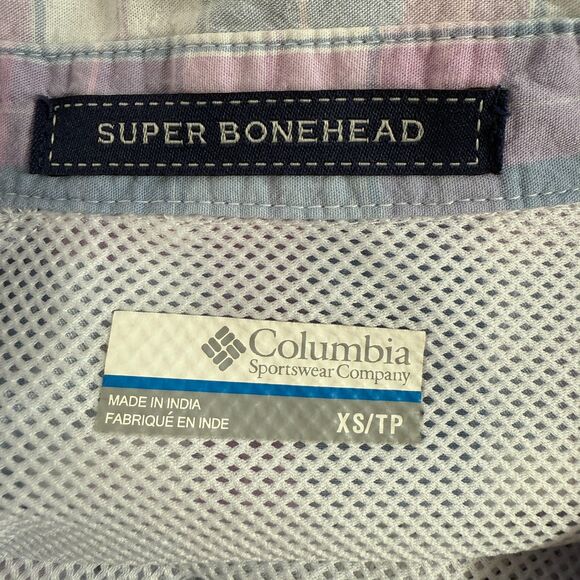 Columbia Women's PFG Super Bonehead Button Down Shirt Pink Blue Plaid Size XS - Picture 3 of 12
